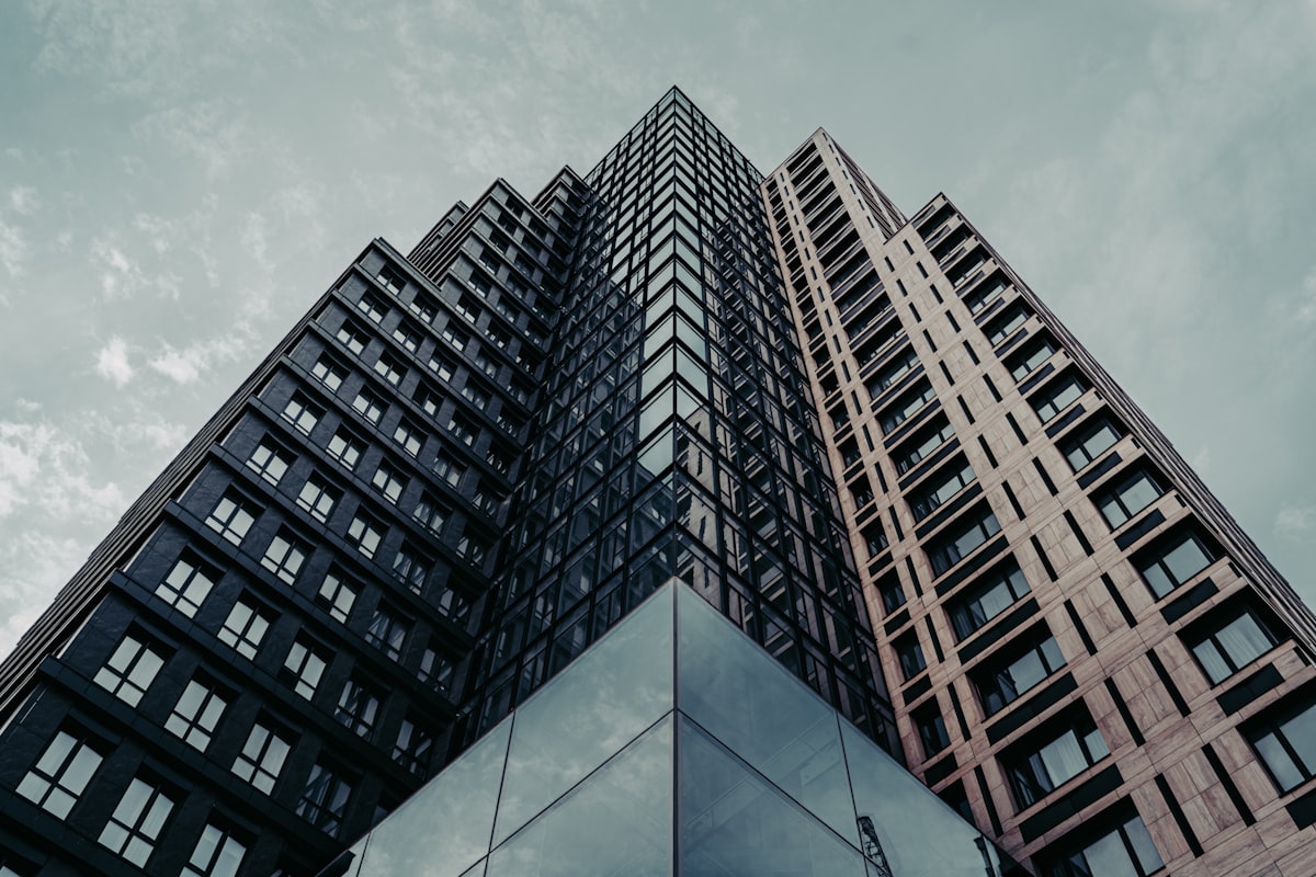 Modern white high-rise residential building